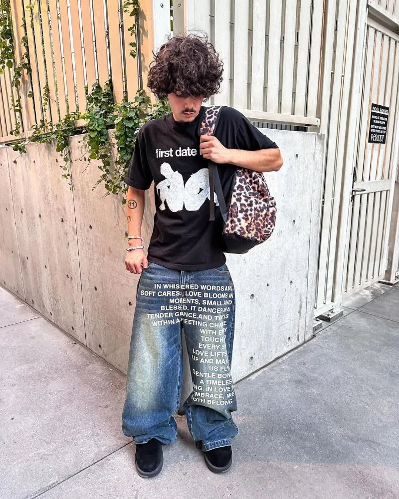 Y2K Script Denim